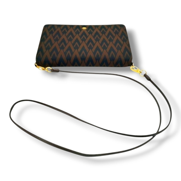 Valentino Garavani Brown Black V Monogram Crossbody Clutch WOC Gold Hardware - Picture 5 of 11